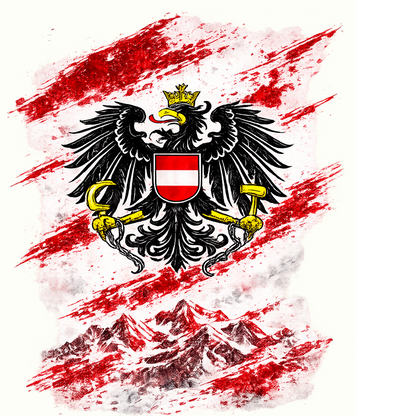 Österreich Full Print Fußball Shirt mit Adler Design und Alpenmotiv in Rot Weiß Design 