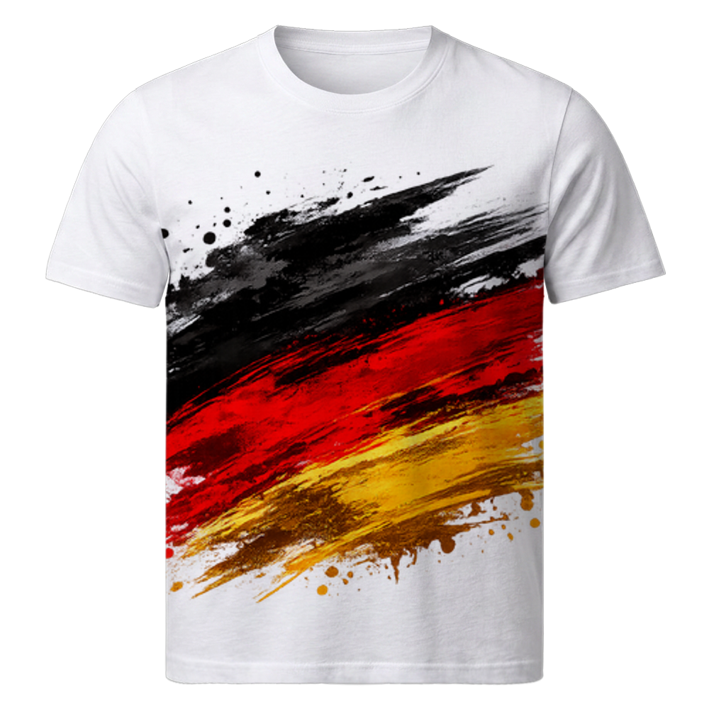 Deutschland Full Print Shirt mit Schwarz Rot Gold Brush Design