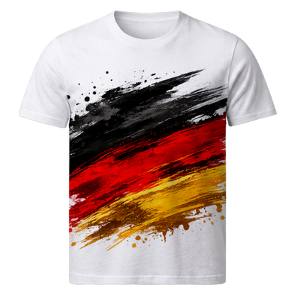 Deutschland Full Print Shirt mit Schwarz Rot Gold Brush Design