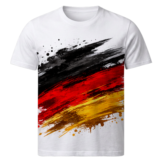 Deutschland Full Print Shirt mit Schwarz Rot Gold Brush Design