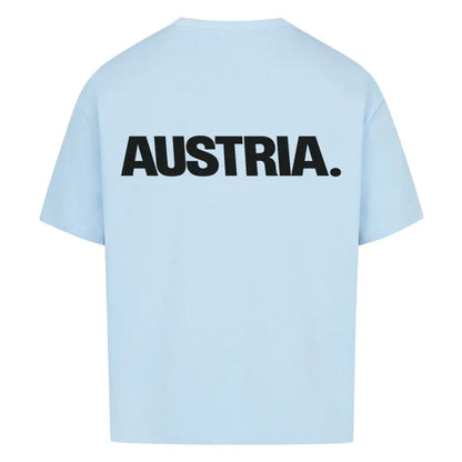 Oversized Fußball-Fanshirt der österreichischen Nationalmannschaft in Babyblau mit modernem Streetwear-Fit für einen lässigen und sportlichen Look.