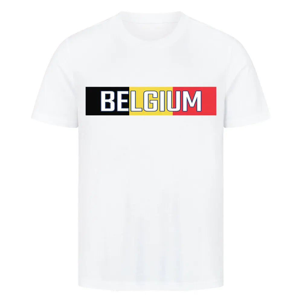 Premium Fußball-Fanshirt der belgischen Nationalmannschaft in Weiß mit hochwertigem, cleanem Design für einen modernen und sportlichen Look.