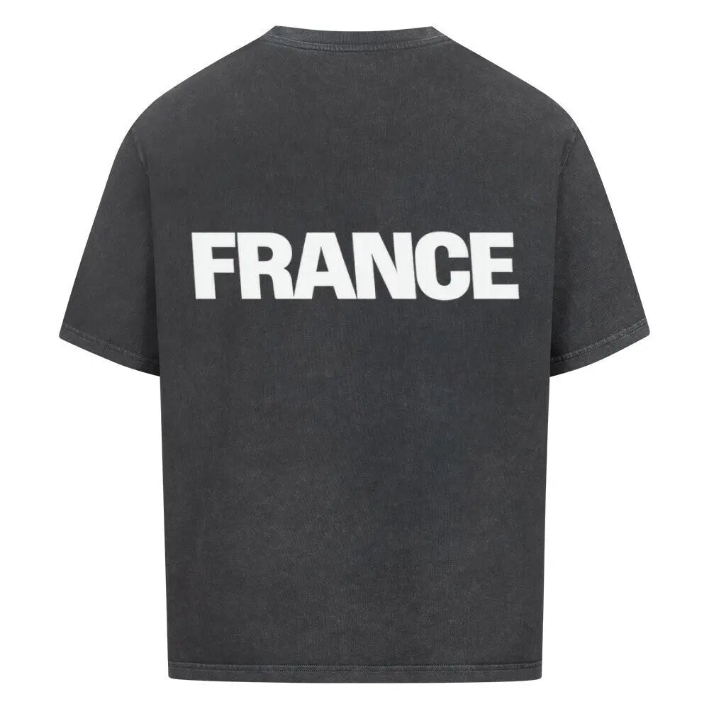 France WM Oversized Shirt Washed Black – modernes Fan T-Shirt im Oversized Fit in gewaschener schwarzer Optik für stilbewusste Fußballfans der französischen Nationalmannschaft.