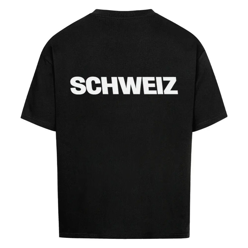Oversized Fußball-Fanshirt der Schweizer Nationalmannschaft in Schwarz im modernen Streetwear-Stil für einen lässigen und sportlichen Look