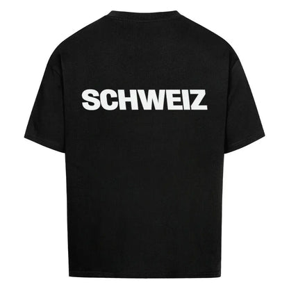 Oversized Fußball-Fanshirt der Schweizer Nationalmannschaft in Schwarz im modernen Streetwear-Stil für einen lässigen und sportlichen Look